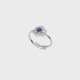 Adjustable Silver & Amethyst Crown Chakra Ring