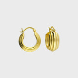 Barrel Chunky Medium Hoop Earrings