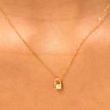 Moon and Star Padlock Necklace