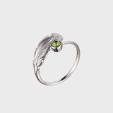 Adjustable Crystal Feather Birthstone Ring