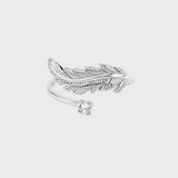 Adjustable Crystal Spirit Feather Ring