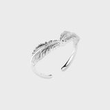 Adjustable Silver Guidance Feather Ring