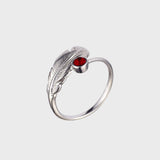 Adjustable Crystal Feather Birthstone Ring
