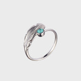 Adjustable Crystal Feather Birthstone Ring