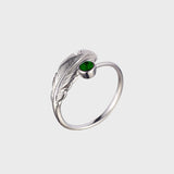 Adjustable Crystal Feather Birthstone Ring