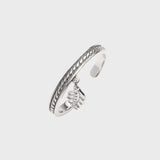 Adjustable Silver Hanging Feather Ring