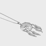 Silver Lakota Feather Dreamcatcher Necklace