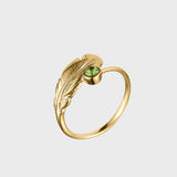 Adjustable Crystal Feather Birthstone Ring - August