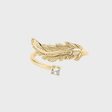Adjustable Crystal Spirit Feather Ring