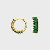 Emerald Glass Huggie Earrings