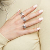 Adjustable Crystal Feather Birthstone Ring