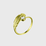 Adjustable Crystal Feather Birthstone Ring