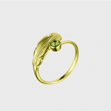 Adjustable Crystal Feather Birthstone Ring