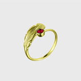 Adjustable Crystal Feather Birthstone Ring