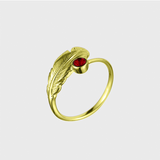 Adjustable Crystal Feather Birthstone Ring