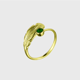 Adjustable Crystal Feather Birthstone Ring