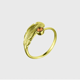 Adjustable Crystal Feather Birthstone Ring