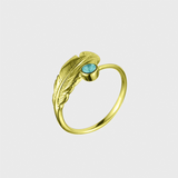 Adjustable Crystal Feather Birthstone Ring