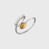 Adjustable Leaf Birthstone Ring - November