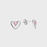 Pink Crystal Love Stud Earrings
