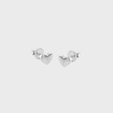 Silver Full Heart Stud Earrings