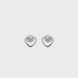 Silver Hollow Heart Stud Earrings