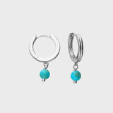 Turquoise Drop Ribbed Huggie Earrings