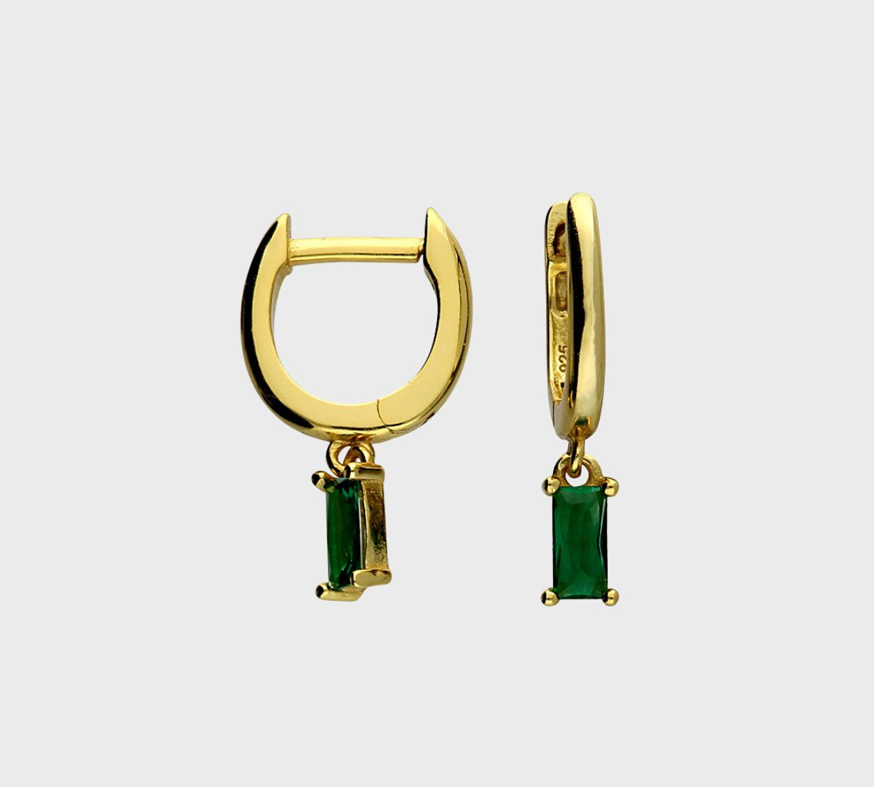 Emerald Horseshoe Huggie Earrings