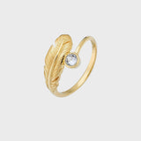 Adjustable Crystal Feather Ring
