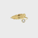 Adjustable Crystal Feather Ring