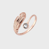 Adjustable Crystal Feather Ring
