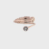 Adjustable Crystal Feather Ring