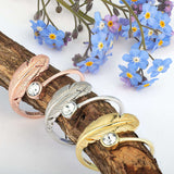 Adjustable Crystal Feather Ring