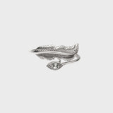 Adjustable Silver Crystal Eye Feather Ring