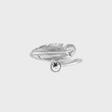 Adjustable Crystal Feather Ring