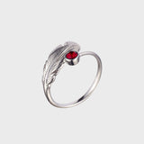 Adjustable Crystal Feather Birthstone Ring - January