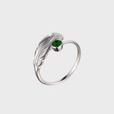 Adjustable Crystal Feather Birthstone Ring - May