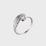 Adjustable Crystal Feather Birthstone Ring - October