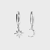 Moon and Star Huggie Earrings
