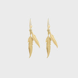 9ct Yellow Gold Dual Plume Earrings