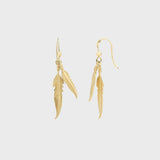 9ct Yellow Gold Dual Plume Earrings