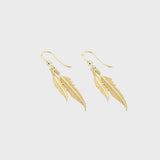 9ct Yellow Gold Dual Plume Earrings