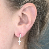 Cross Huggie Earrings