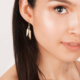 9ct Yellow Gold Dual Plume Earrings