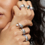 Adjustable Crystal Feather Birthstone Ring - November