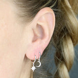 Moon and Star Huggie Earrings