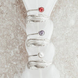 Adjustable Crystal Feather Birthstone Ring - February