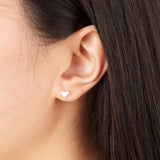Silver Full Heart Stud Earrings