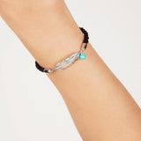 Silver & Cord Guardian Feather Bracelet