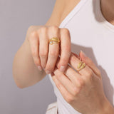 Adjustable Crystal Feather Ring